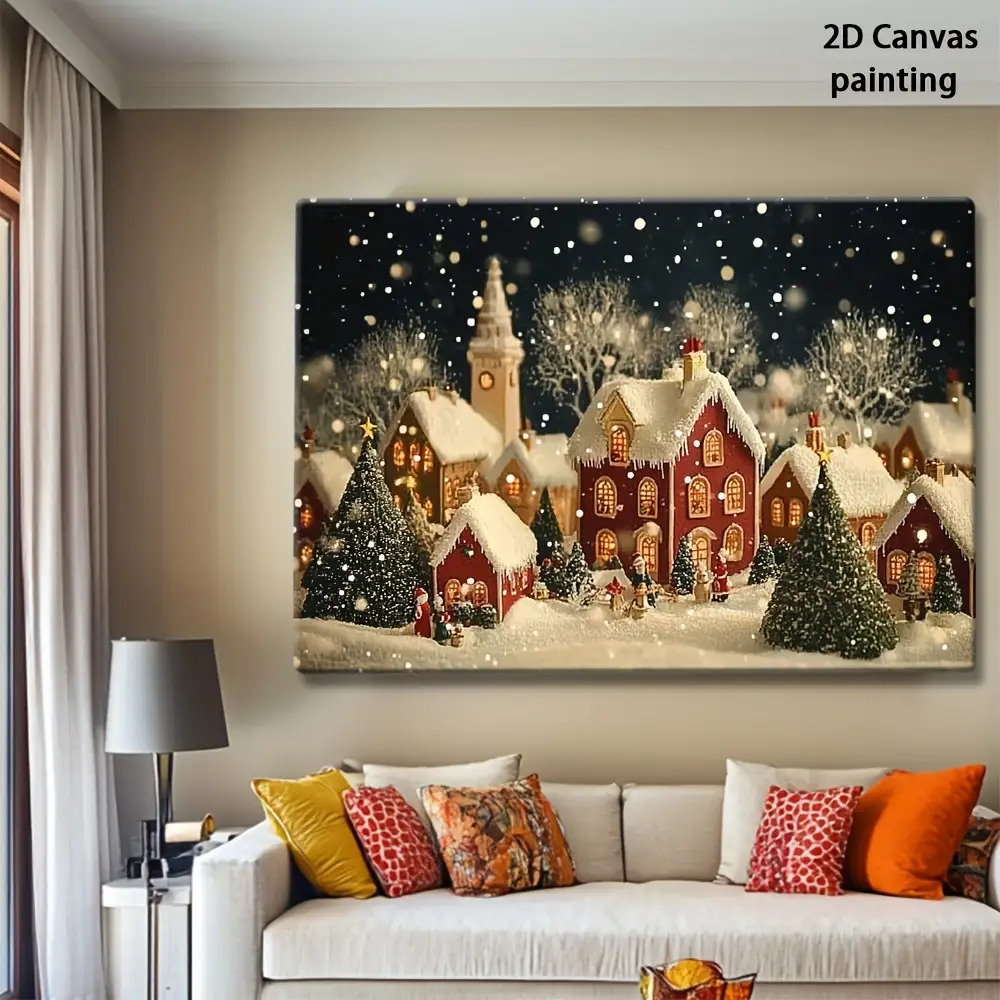 Canvas Wrap Ready - 1 adet 2D retro Noel Arifesi