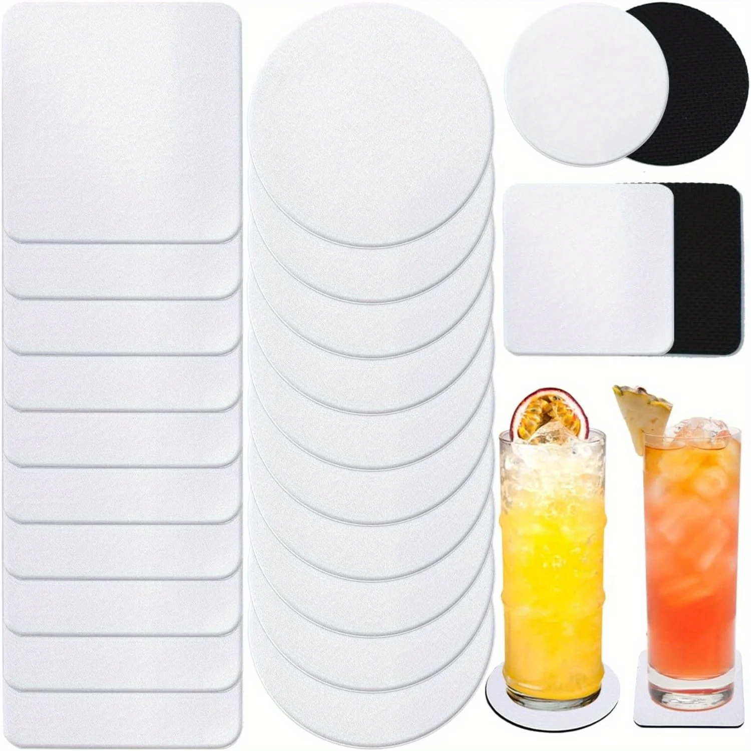 Coaster Sublimation Blank - 30/50 Adet Kare ve Yuvarlak Süblimasyon