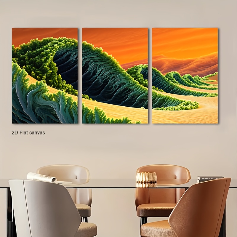 3 Parça Yeşil Dalga Terapi Soy - Canvas Wrap Ready incelemesi ve fiyatı